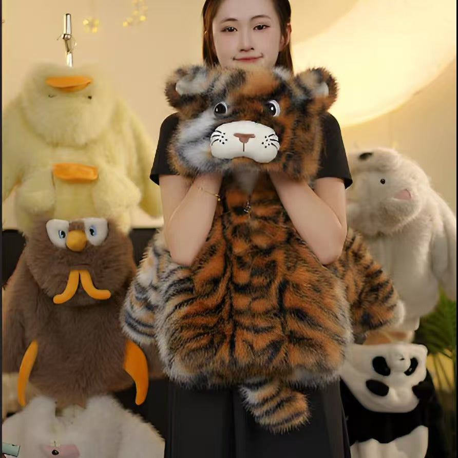 Cute Tiger Pattern Plush Kids' Coat - Warm and Adorable Outerwear for Children