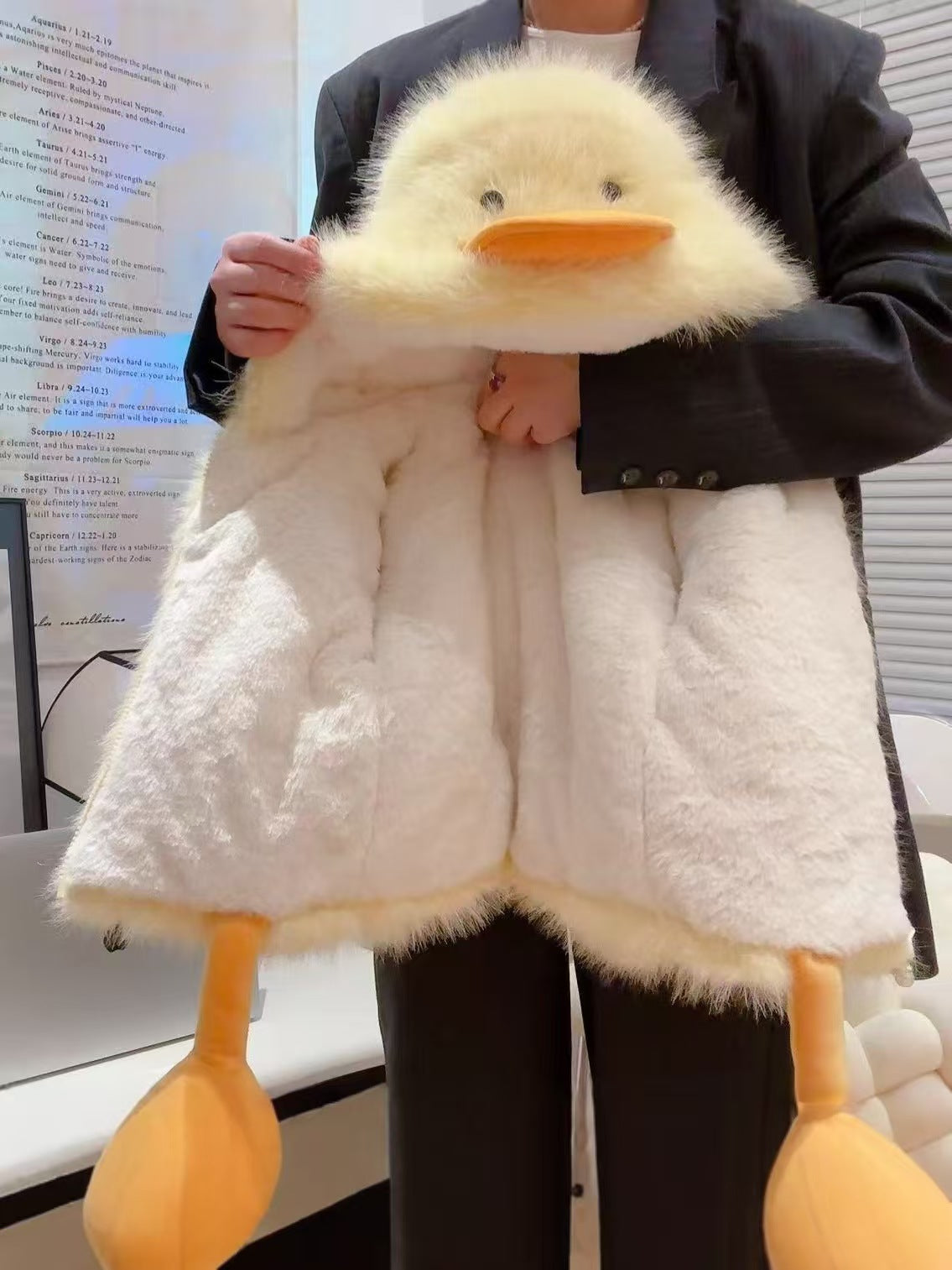 Adorable Yellow Duck Plush Kids' Coat - Warm, Cute & Fluffy Outerwear for Children