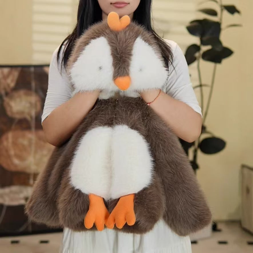 Cute Brown Penguin Plush Kids' Coat - Warm and Playful Outerwear for Children