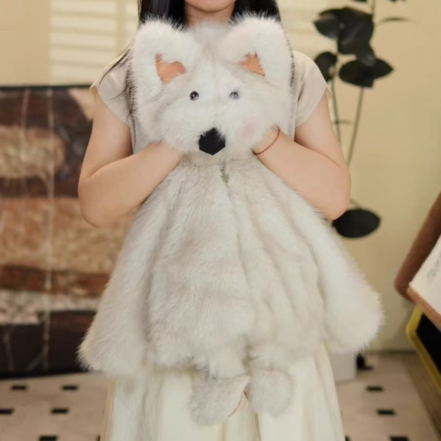 Adorable White Fox Plush Kids' Coat - Warm, Cute & Fluffy Outerwear for Children
