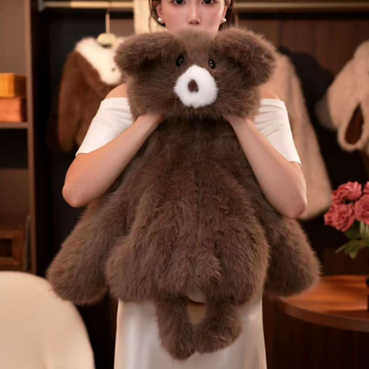 Adorable Brown Bear Plush Kids' Coat - Warm, Cute & Fluffy Outerwear for Children