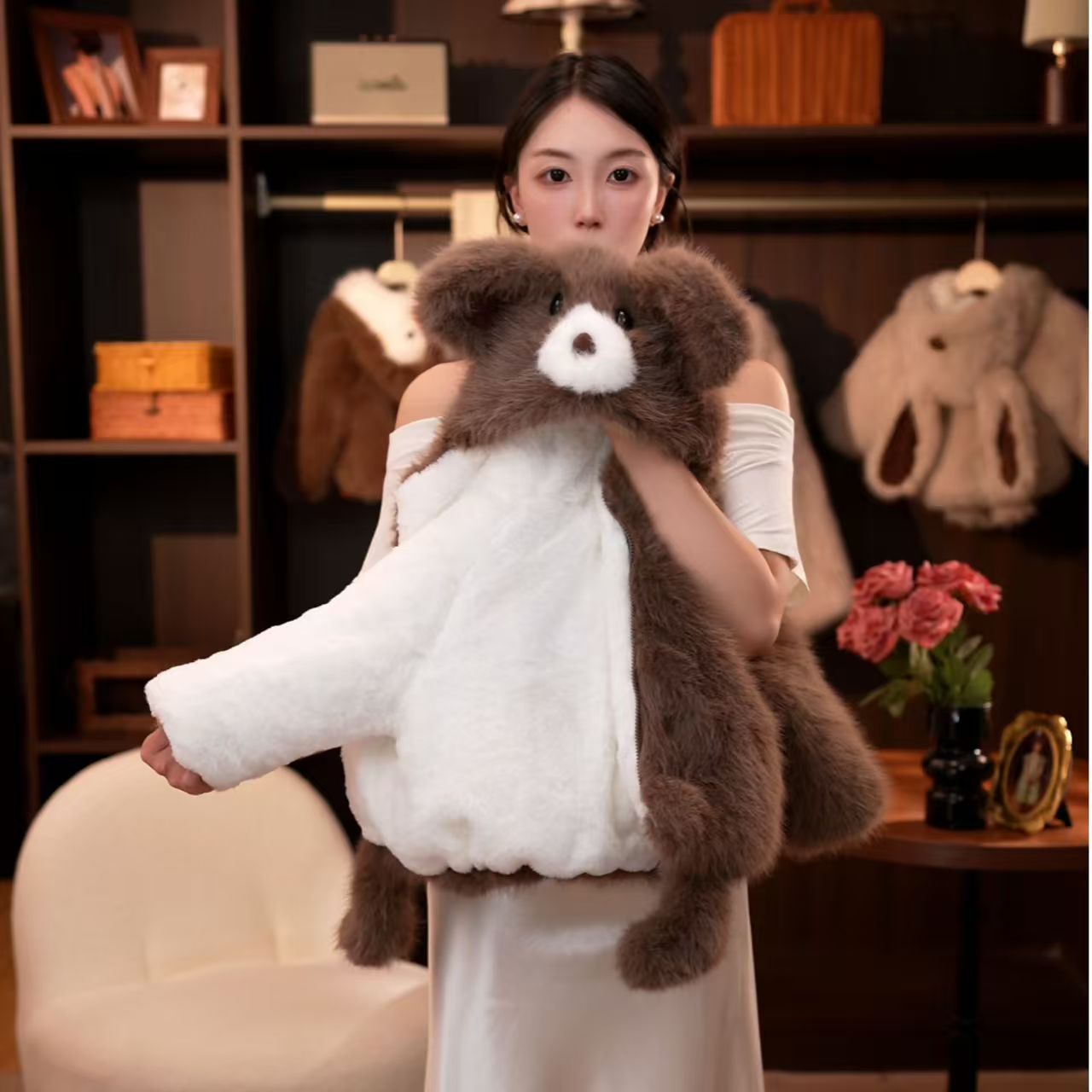 Adorable Brown Bear Plush Kids' Coat - Warm, Cute & Fluffy Outerwear for Children