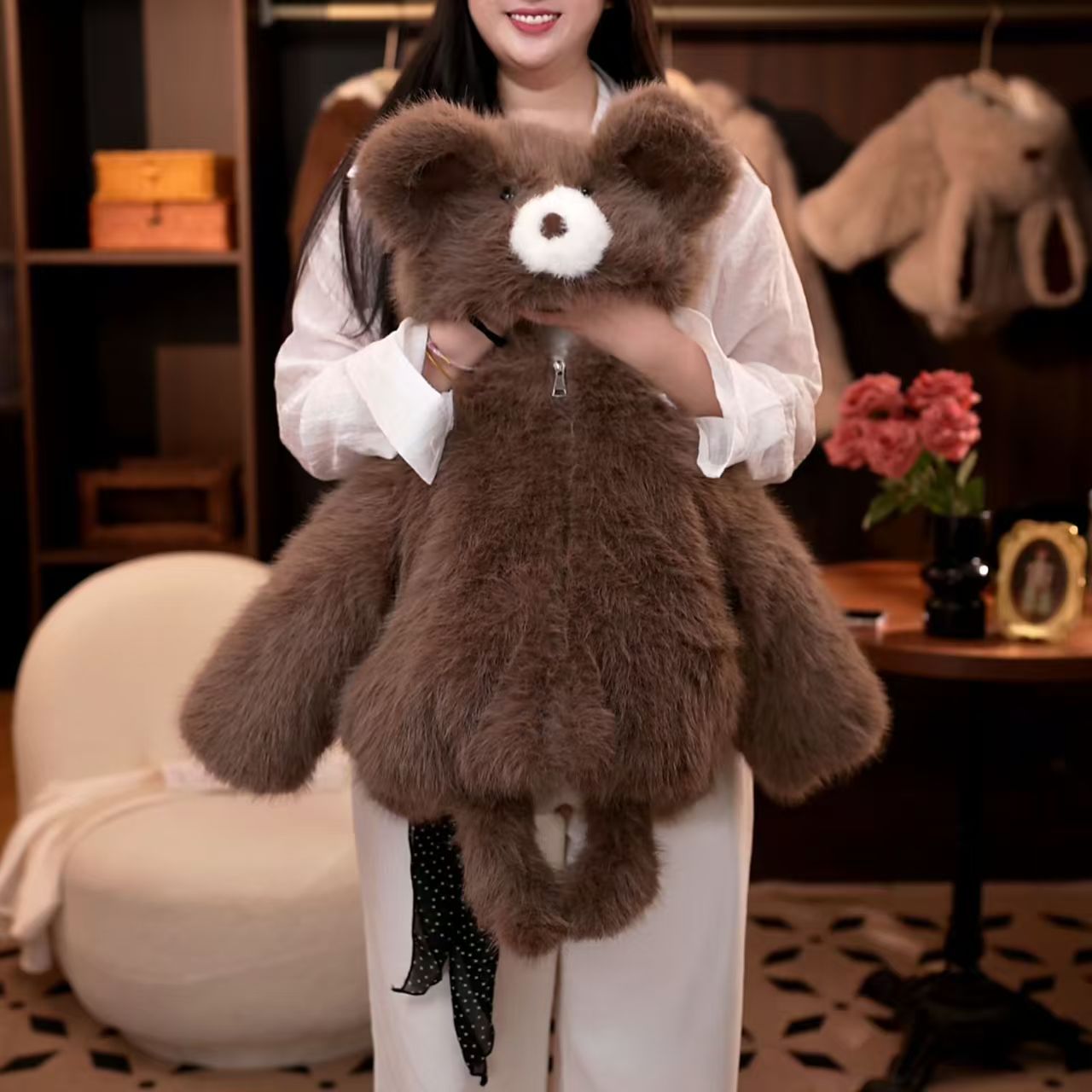 Adorable Brown Bear Plush Kids' Coat - Warm, Cute & Fluffy Outerwear for Children