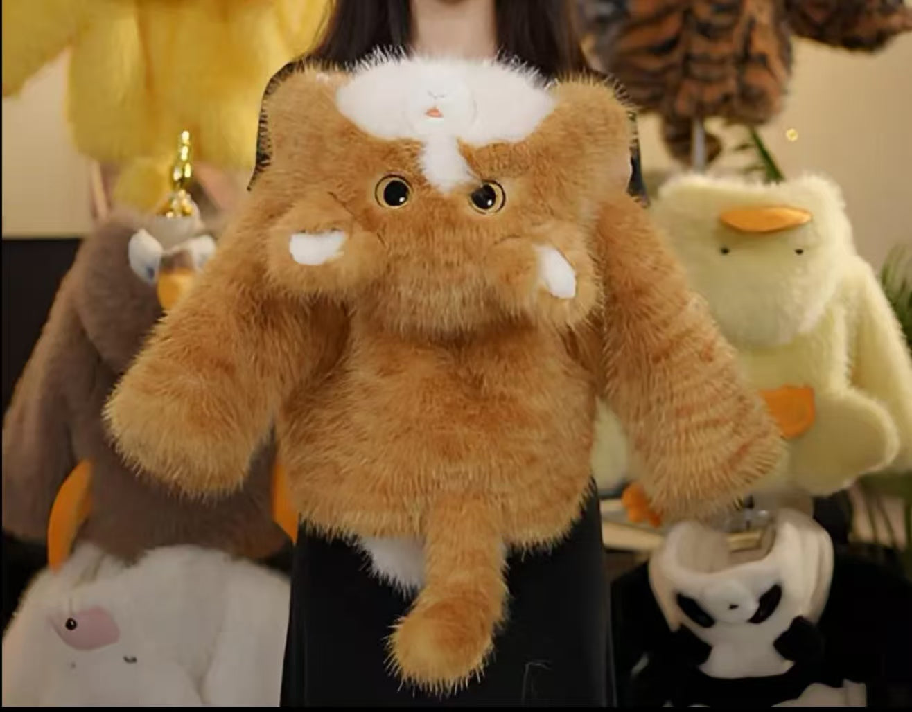 Adorable Orange & White Cat Plush Kids' Coat - Warm, Cute & Fluffy Outerwear for Children