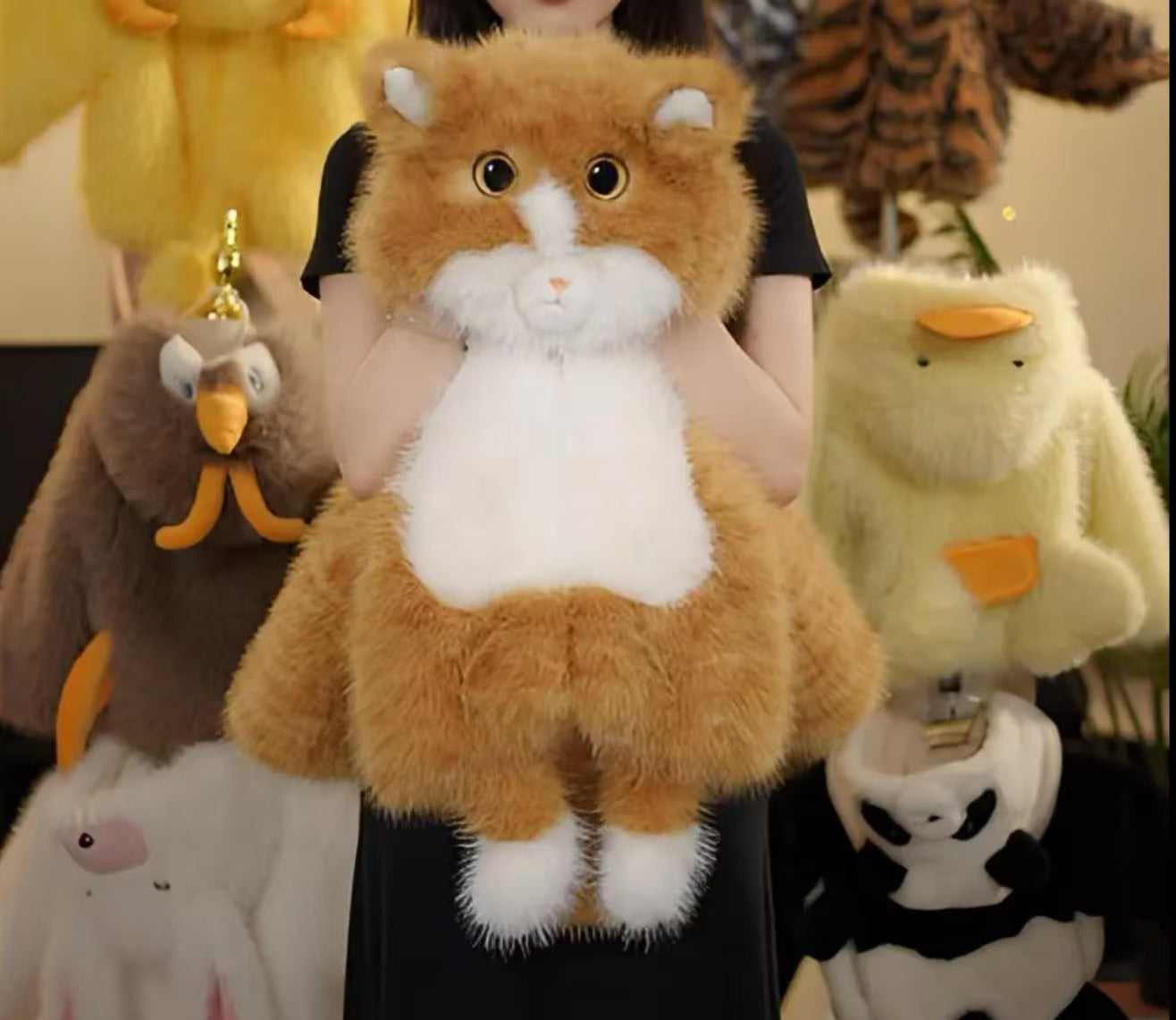 Adorable Orange & White Cat Plush Kids' Coat - Warm, Cute & Fluffy Outerwear for Children