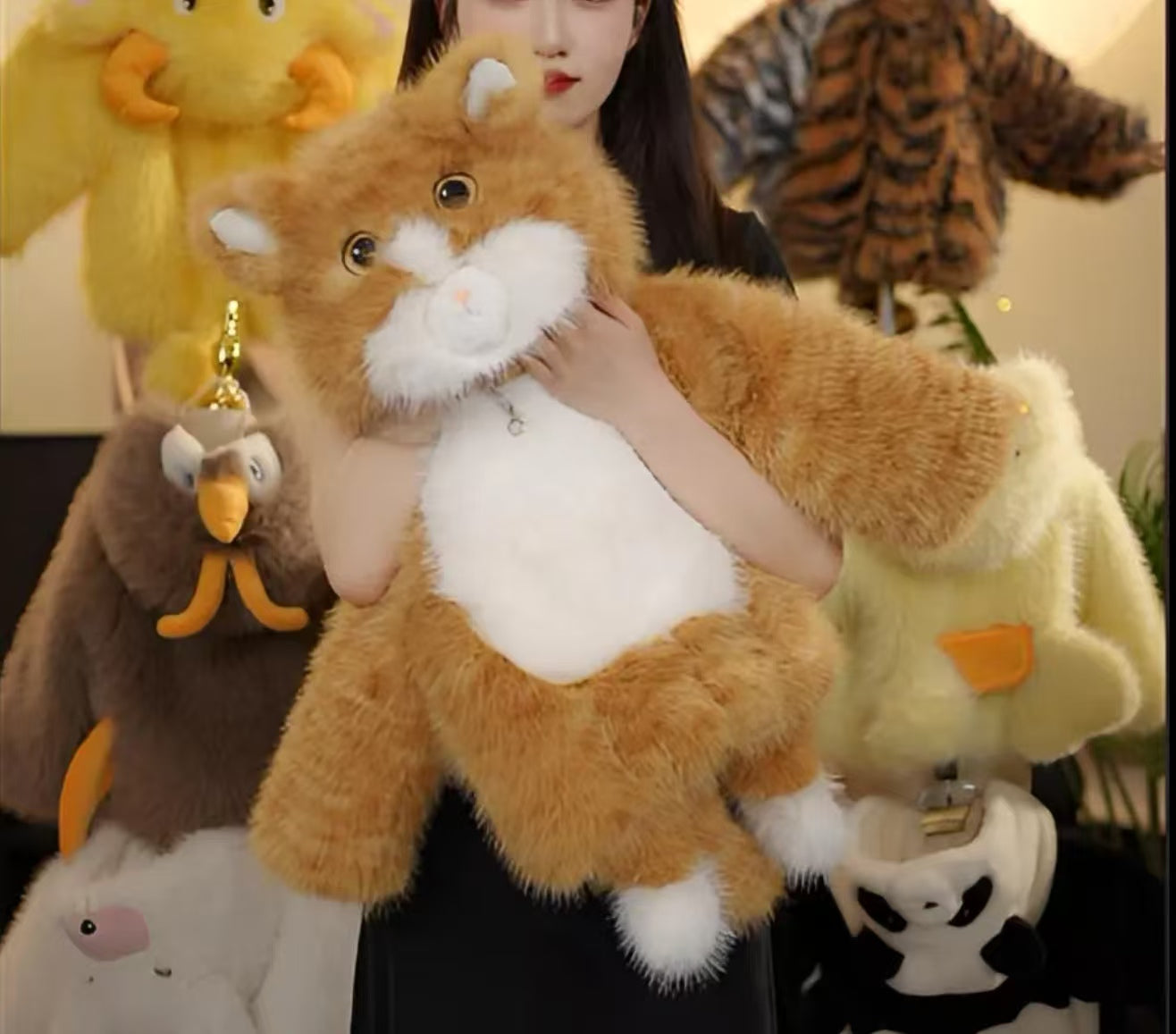 Adorable Orange & White Cat Plush Kids' Coat - Warm, Cute & Fluffy Outerwear for Children