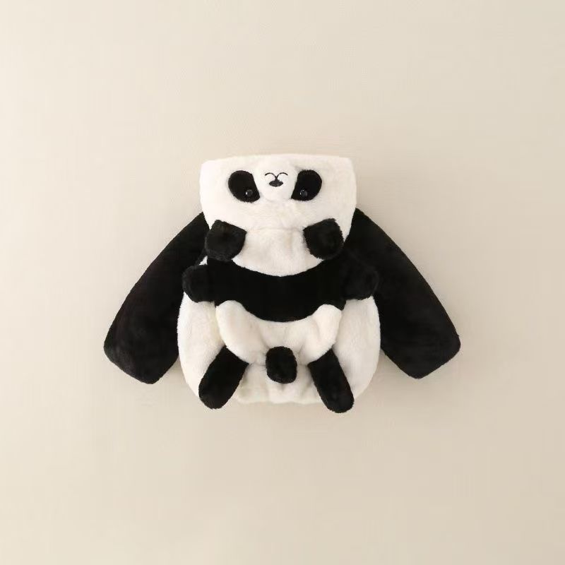 Cute Panda - Shaped Faux Fur Kids' Coat, Plush Hooded Jacket for Children
