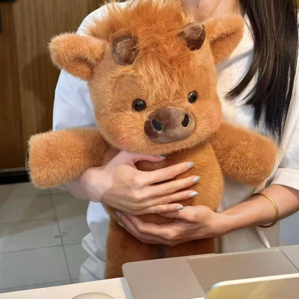 Plush Cow Stuffed Animal Soft Plushies Huggable Cartoon Cow Plush Toy Cattle Cute Yak Animal Cuddle Gifts for Kids and Lovers 18 Inch