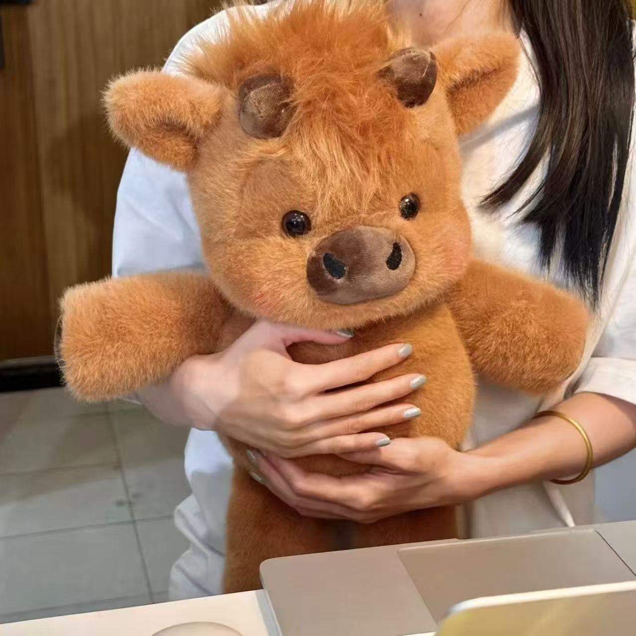 Plush Cow Stuffed Animal Soft Plushies Huggable Cartoon Cow Plush Toy Cattle Cute Yak Animal Cuddle Gifts for Kids and Lovers 18 Inch